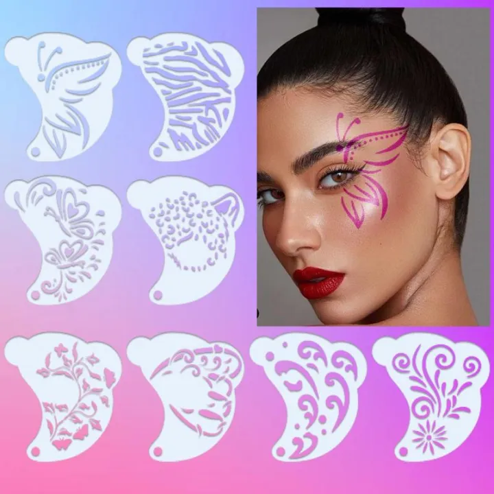 16Pcs%20Reusable%20Face%20Painting%20Tattoo%20Stencil%20Set%20Hollowed%20Body%20Art%20Eyebrow%20Template%20Hand%20Drawn%20Spray%20Painting%20DIY%20Stencils%20-%20Image%205
