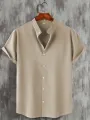 Summer Fashion Men's Short Sleeve Button Down Henley Shirts Casual Solid Beach Shirt. 