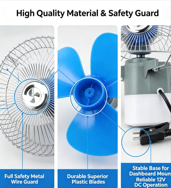 1Pcs%206%20Inch%2012V%2025W%20Portable%20Oscillating%20Car%20Cooling%20Fan%20Low%20Noise%20Metal%20Safety%20Guard%20For%20Vehicle%20Truck%20RV%20Boat%20-%20Image%203