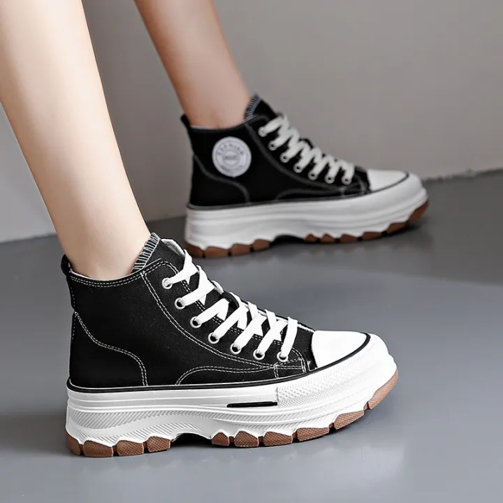 2024%20New%20Women%20High%20Top%20Sneakers%20Lace-Up%20Casual%20Plarform%20Height%20Canvas%20Non-slip%20Wear%20Resistant%20Spring%20Female%20Vulcanize%20Shoes%20-%20Image%204