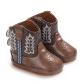 Leather Western Boots Cowboy Bootie Soft Sole Non-Slip Crib Shoes for Baby Infant Toddler Girls Boys Newborn.