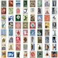 10/20/50 PCS All Different Postage Stamps Style Desc Stickers For Scrapbooking And  Journaling. 