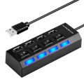 4 Port USB Hub, usb 2.0 hi-speed Hub, Black Color, Data Transfer Speed up to 5GBPs, Fast Transmission,. 