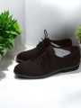 Brown formal shoes, suede lace-up shoes, men's formal footwear, comfortable dress shoes, business casual shoes, brown suede shoes for men, stylish men's shoes. 