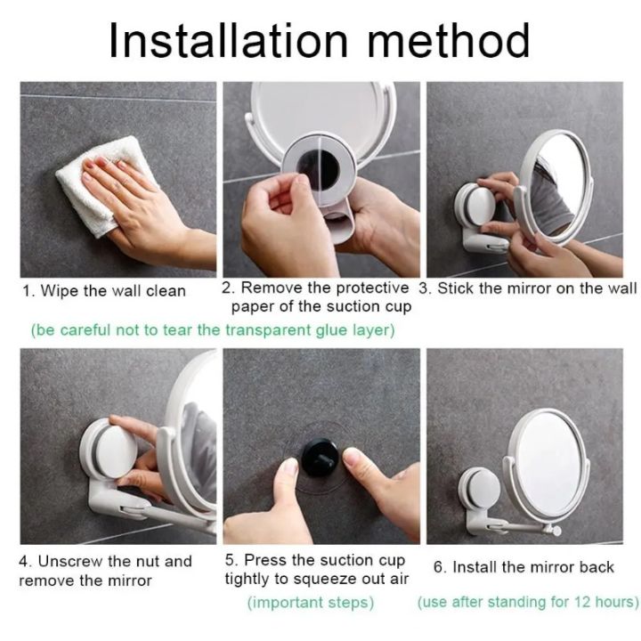 Rotating%20Plastic%20Folding%20Vacuum%20Suction%20Round%20Bath%20Accessorie%20Makeup%20Supplies%20Vanity%20Mirror%20Shave%20Mirrors%20Wall%20Hang%20Bath%20Mirror%20-%20Image%204