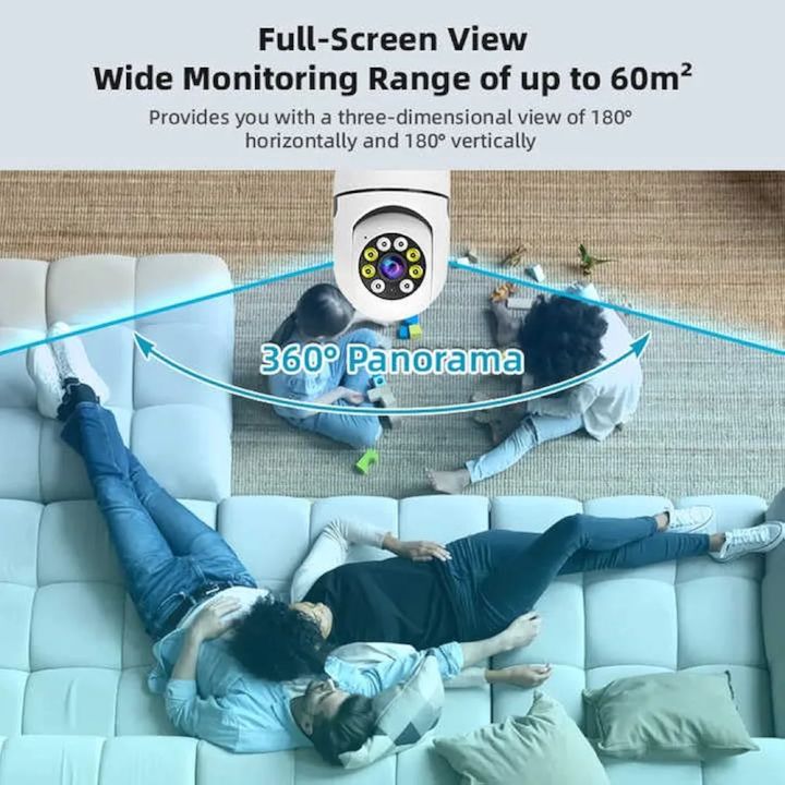 HD HomeEye V380 Pro Camera 360 Degree Panoramic Wireless WiFi IP CCTV Security Camera Security Camera (No GB, 4 Channel) (Pack of 1)