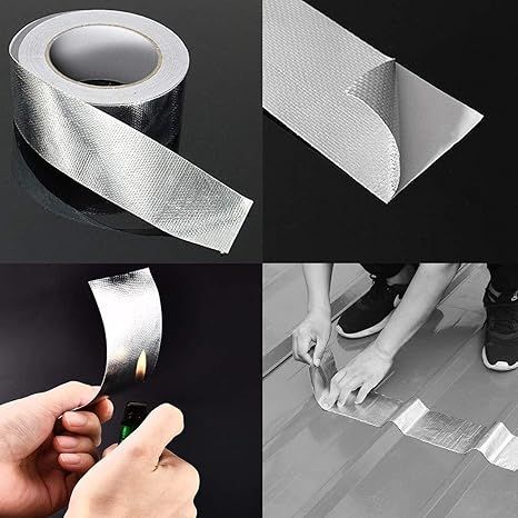 Aluminum Foil Tape, HAOT Fireproof Self-Adhesive Tape High Temperature Leak Proof Tin Foil Paper Duct Tape Seal Pipe Insulation
