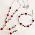 Vintage French Rose Flower Bracelet Set for Women EuropeAn-American Ins Personality Temperament Red Rose Jewelry. 