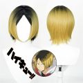 Kozume Kenma Cosplay Wig 30cm Short Golden Black Dyed Kenma Kozume Anime Wigs Heat Resistant Synthetic Wigs Halloween Party. 
