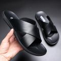 Men Sandals Slippers Genuine Leather Luxury Fashion New Men's Flat Shoes Casual Non-Slip Beach Sandals For Men Zapatos Hombre. 