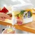 3.5L Slim Refrigerator Water Dispenser with Push Tap Faucet, Leakproof Food Grade Plastic Juice Container Jar, Large Capacity Cold Beverage Kettle for Fridge Storage, Ideal for Lemonade, Iced Tea and Infused Water. 