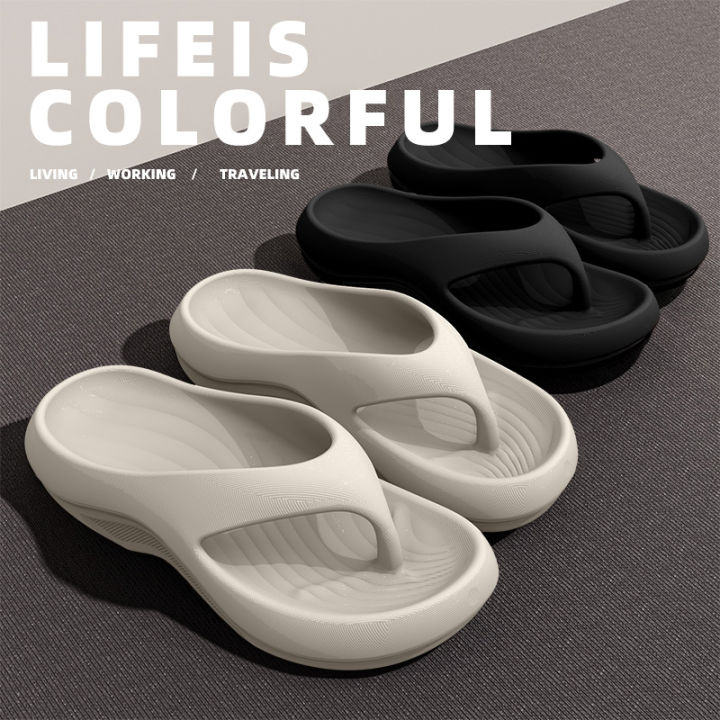 Women's EVA Thick-Heeled Sandals Anti-Slip Odor-Resistant Outdoor Wearable Flip Flops Comfortable Summer Slippers