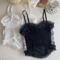 1PC Women's Camisole Summer French Lace Floral Ruffle No Steel Ring With Chest Pad Girl Bottoming Shirt Tank Top.