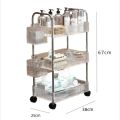 2/3 Tiers Rolling Cart Storage Shelf Transparent Acrylic Trolley Mobile Shelf with Wheel Multi-Layers Storage Rack. 