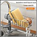 Stainless Steel Faucet Sponge Holder – Kitchen Sink Caddy for Dish Soap & Sponge Storage. 