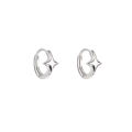 New Trendy Four-pointed Star Hoop Earrings For Women Simple Asymmetric Silver Color Earring Aesthetic Jewelry . 