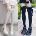 Women Lace Black White Ruffle Long Socks Women Girls Sweet Stockings JK Lolita Nylon Lace Leggings Over The Knee Bowknot Hosiery. 
