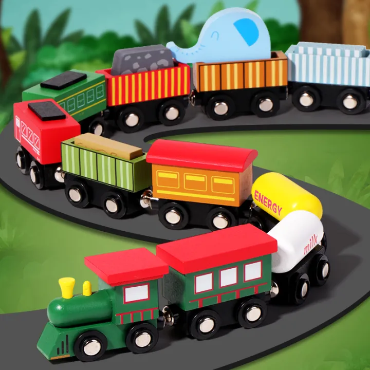 Magnetic small train mini track car model locomotive children's track ...