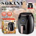 Sokany SK-3011 5L Digital Air Fryer | 1500W Healthy Oil-Free Cooker | Detachable Non-Stick Basket | LED Touch Screen. 