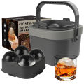 Angue Crystal Clear Ice Cube Maker, 4 Large 2.4" Ice Balls， Bartender-Quality Ice, Easy-to-Remove Sphere Ice Mold. 