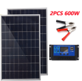 300W Solar Panel Kit 12V Complete Polycrystalline USB Power Portable Outdoor Rechargeable Solar Cell Solar Generator for Home.