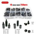 250pcs/box M3 Black Plastic Nylon Insulated Hex Standoff Hexagon Pillar Spacer Column Screw Nut Mix Size Assortment Kit Set.
