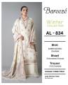 Bareeza AL 831 Dhanak Winter Collection 2026 | 3PC Heavy Embroidered Dhanak Suit | Ready To Wear Embroidered Shawl. 