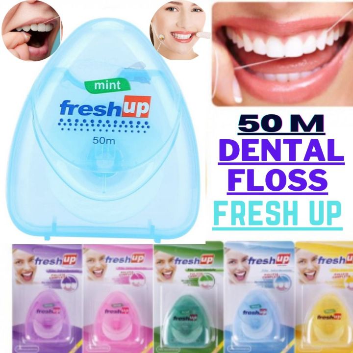 Dental Floss 50m Original Fresh Up Brand Mint Flavor Dental Floss Nylon Oral Hygiene Kit Dental Health Care Replaceable