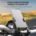 Universal Motorcycle & Bicycle Phone Mount 360° Rotatable Secure Anti-Shake Handlebar Holder with Automatic Locking Mechanism.