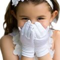 Creative White Children's Wedding Gloves Short Etiquette Dress Gloves Elastic Glossy Satin White Short Gloves Birthday Party. 