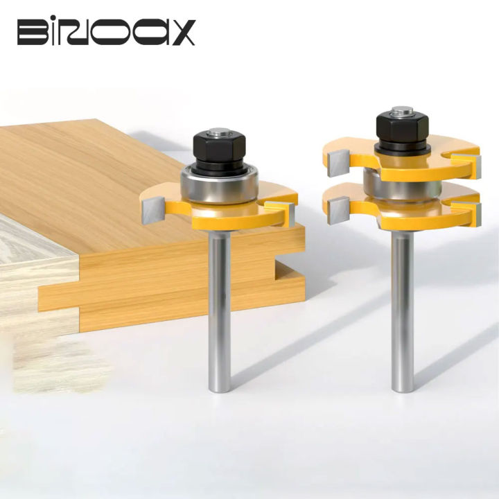 2Pcs Tongue and Groove Router Bit Set 3 Teeth T Shape for Match Oak ...