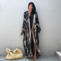 Long Kimono Swimsuit Cover up for Women Stylish Tie Dye Open Front Beach Outfits Bathing Suit.