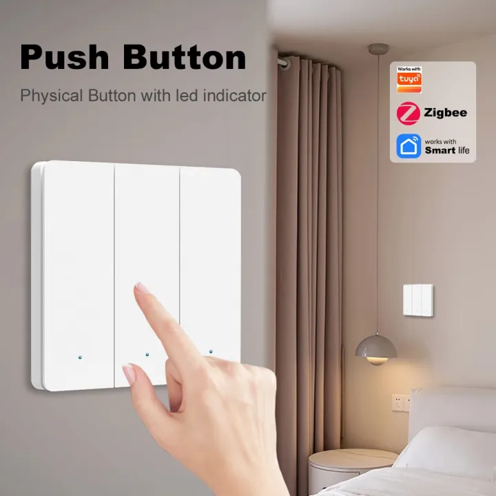 Manhot%20Smart%20EU%20Zigbee%20Button%20Switch%20No%20Capacitor%20Wire%20Required%201/2/3Gang%20Wall%20Light%20Switch%20Work%20With%20Tuya%20Alexa%20%20Home%20-%20Image%202