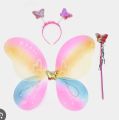 Fairy Wings Set For Girls 8 Color Buterflly Wings  Stick & Hairband Kids Party Dress Costume. 
