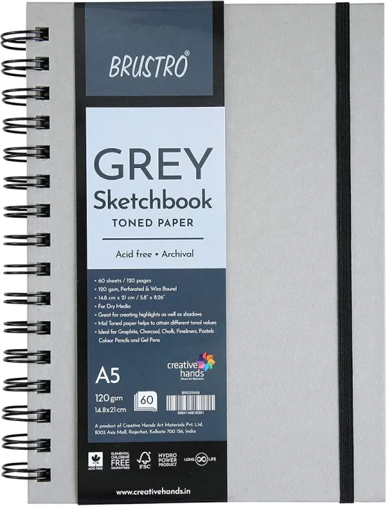 BRUSTRO%20Toned%20Paper%20-%20Grey%20Sketchbook%20%7C%20A5,%20120%20GSM%20%7C%2060%20Sheets/120%20Pages%20%7CWiro%20Bound,%20Spiral,%20Drawing,%20Sketching,%20Acid-free%20Paper,%20Dry%20media,%20Mandala%20Art,%20Graphite,%20Charcoal,%20Colour%20pencils,%20Gel%20pens%20-%20Image%206