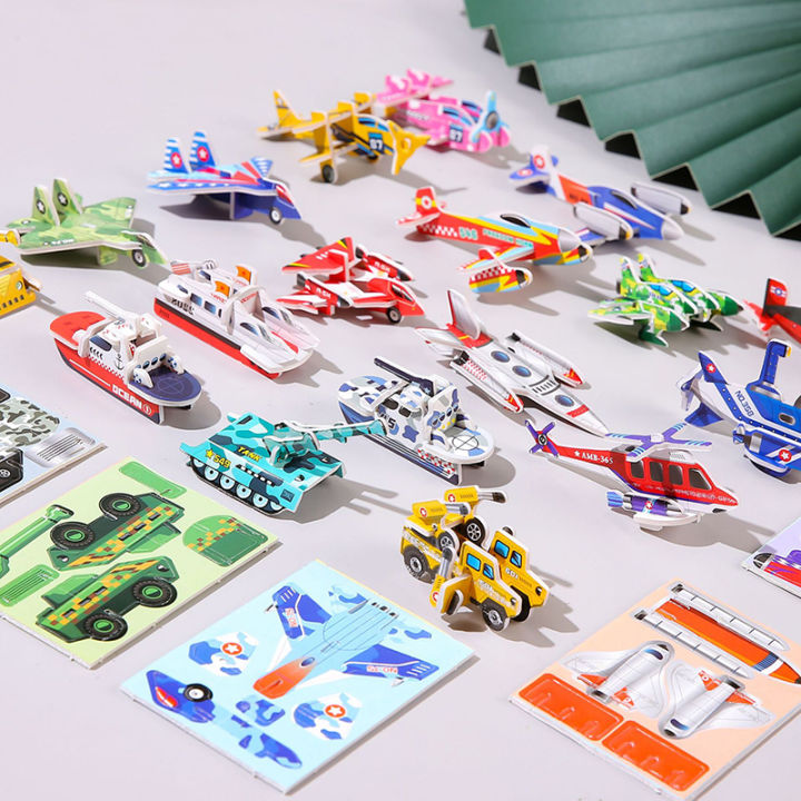 30pcs Cartoon Insect 3D Paper Jigsaw Puzzles Military Tank Plane Ocean ...