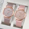 2PCS/Set Women's Watches Fashion Matting Dial Leather Band Analog Quartz Watch Set（Without Box）. 
