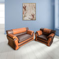 Upscaled Quality - Furnicom Sofa Set Leather Rolled Arm Fluffy Arm Sofa/ one & Two Seater Living Room or Office Sofa - Innovative Design.