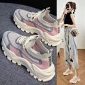 Ladies Chunky Sneakers 2025 Breathable Women Sneakers Platform Flat Shoes Green Casual Trainers Stylish Comfortable Shoes. 