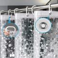 Bathroom Shower Curtain Transparent Lining Waterproof Bathtub Bathing Cover PEVA Mildew Proof Cobblestone Curtain with Hooks. 