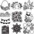 Animal Fox Metal Cutting Dies Cut Die Mold Rainbow Strip Flowers Mom Scrapbook Paper Craft Knife Mould Blade Punch Stencils Dies.