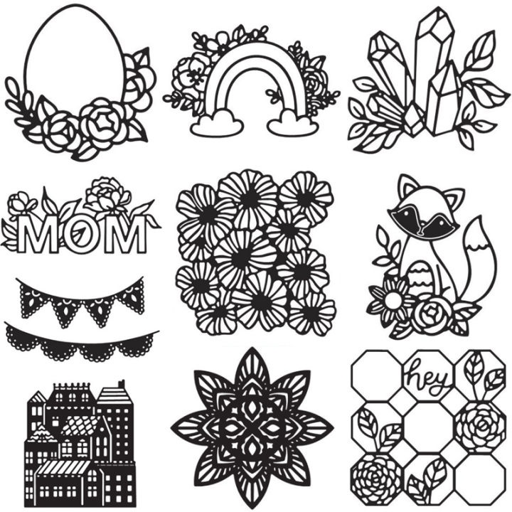Animal Fox Metal Cutting Dies Cut Die Mold Rainbow Strip Flowers Mom Scrapbook Paper Craft Knife Mould Blade Punch Stencils Dies