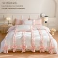 3 Piece Sheet Set  pink bowknot duvet cover Set ， comfortable Bedding Set Bedspread for All Season. 