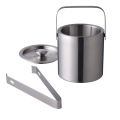 1.3L Double Walled Stainless Steel Ice Cube Container Ice Bucket Container with Tongs Lid For Storage Bar Cooler. 
