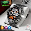 LIGE New Men's Outdoor Sports Smart Watch Men Bluetooth Call 800mAh Big Battery Heart Rate Compass LED Flashlight Smartwatch Men.