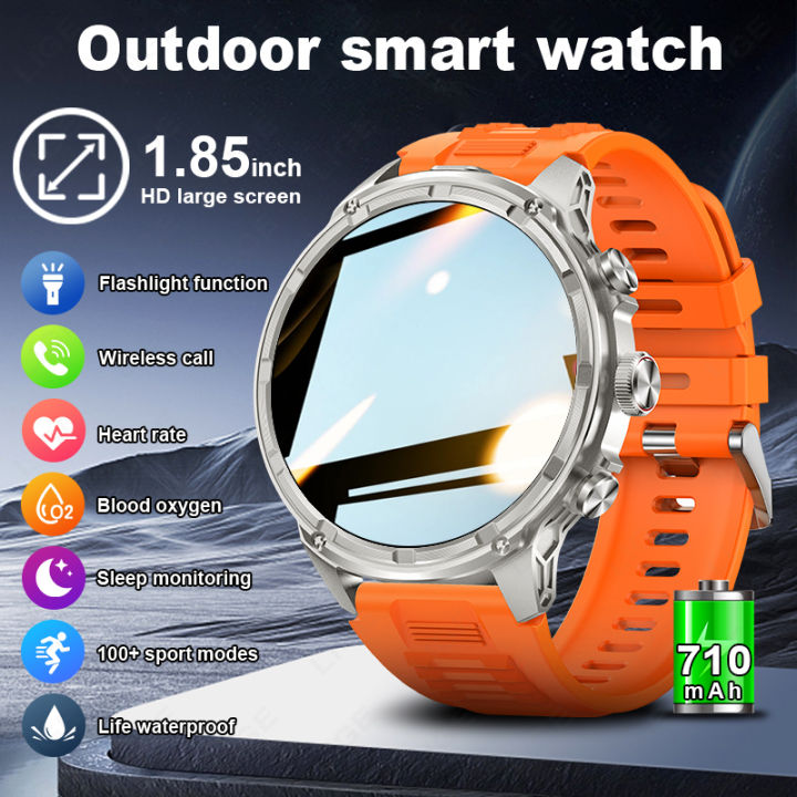 710Mah Battery 1.85 AMOLED High Large Screen Flashlight SmartWatch Men ...