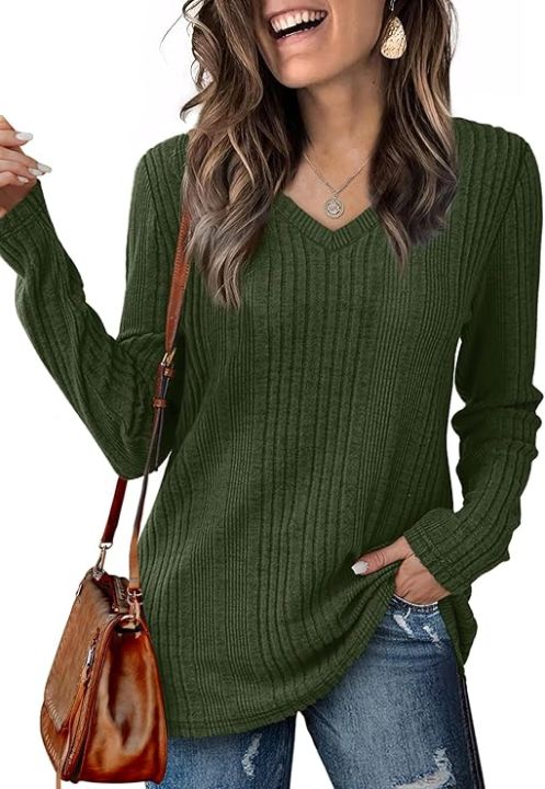 Women's%20knitted%20sweater%20V-neck%20versatile%20top%20long%20sleeve%202024%20autumn%20and%20winter%20style%20wine%20red%20loose%20inner%20T-shirt%20-%20Image%202