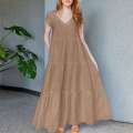 2024 ZANZEA Summer Maxi Long Dress Women Bohemian Holiday Sundress V Neck Short Sleeve Robe Femme Casual Loose Ruffles Vestidos.