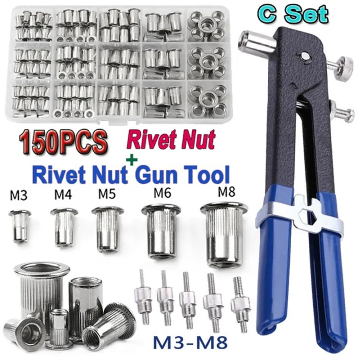 Pop Rivot Mandrel 150PCS Rivet Nuts Plier Mandrel Kit M3/M4/M5/M6/M8 Nut Rivet Mandrels ...