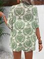 2024 Summer Casual Shirt Two Piece Set For Women Shorts 2 Piece Sets Outfit Print  Short Sleeve Short Sets Outfits Home Sets. 